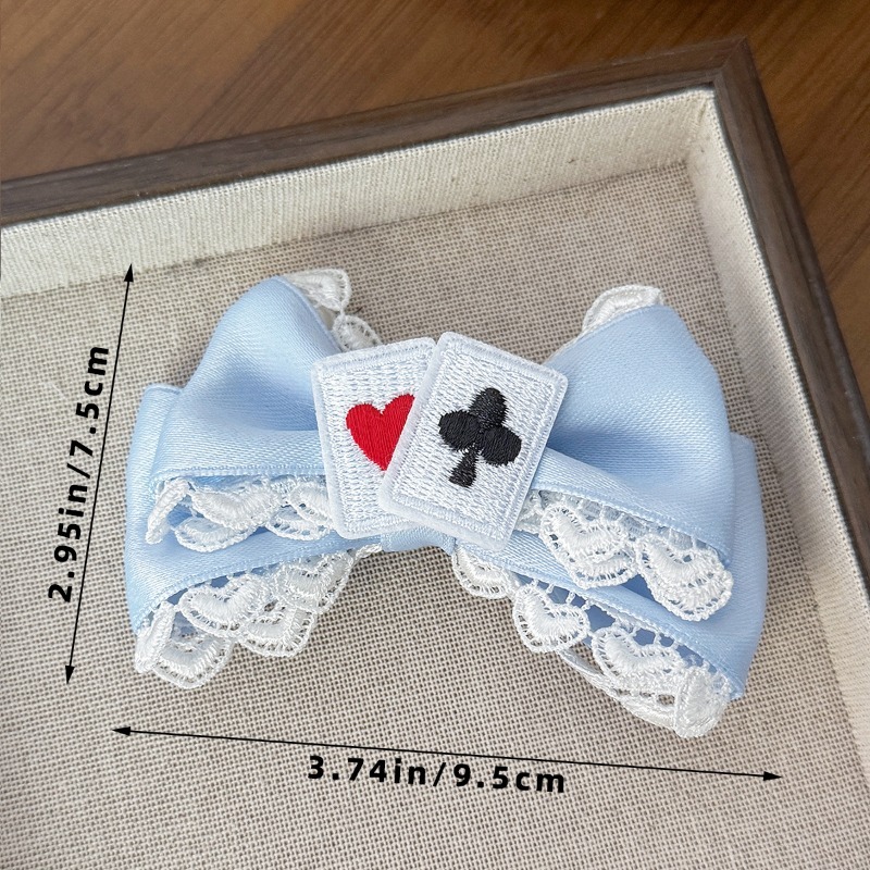Cute Blue Lace Satin Bow Hair  - Tassel Fringe Trim ulasan dan harga