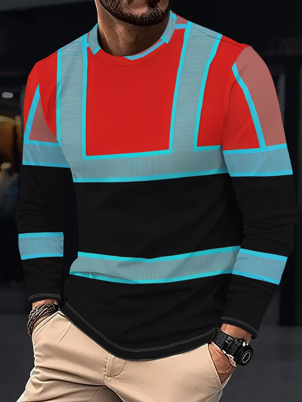 Y2K Men Neon Green Black Color - Embellish Knit ulasan dan harga