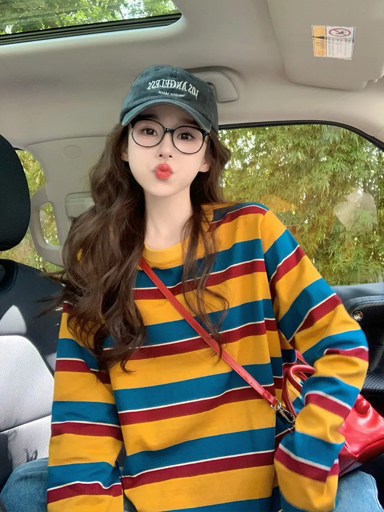 Women Color Block Striped Long - Embellish Knit ulasan dan harga