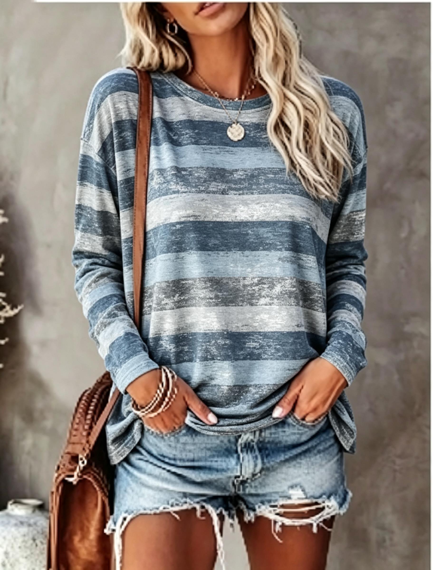 Women Long Sleeve T‑Shirt Vint - Embellish Knit ulasan dan harga