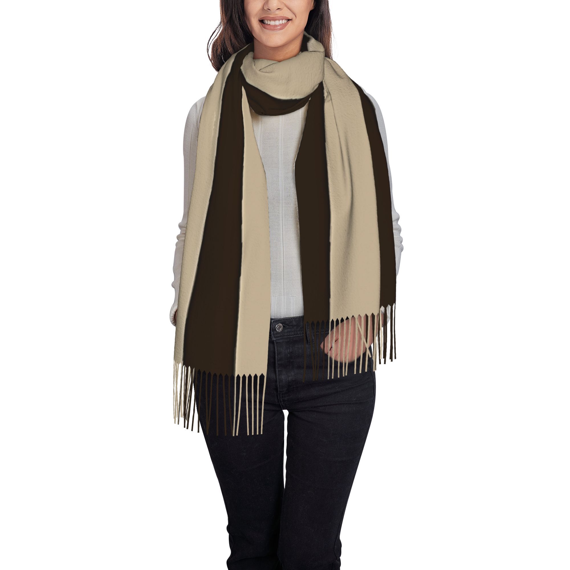 1pc Vertical Brown & Beige Str - Tassel Fringe Trim ulasan dan harga