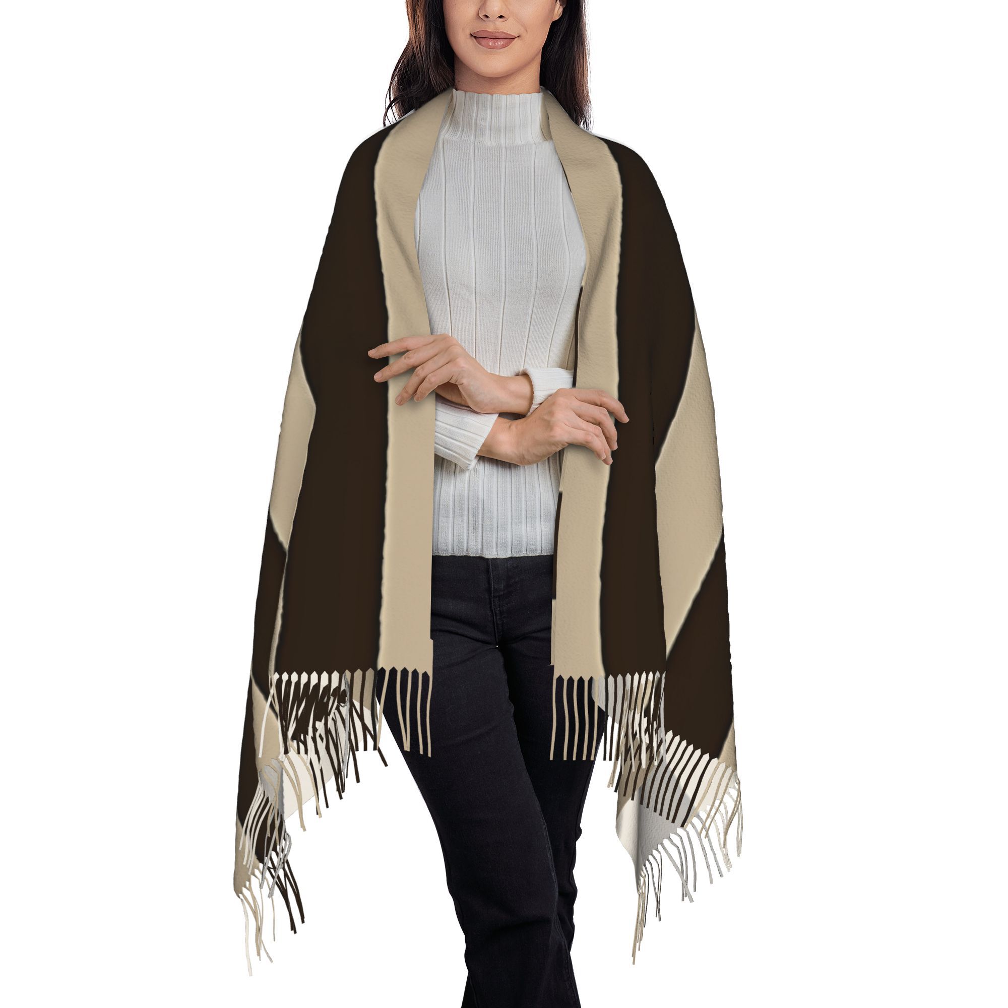 1pc Vertical Brown & Beige Str - Tassel Fringe Trim ulasan dan harga