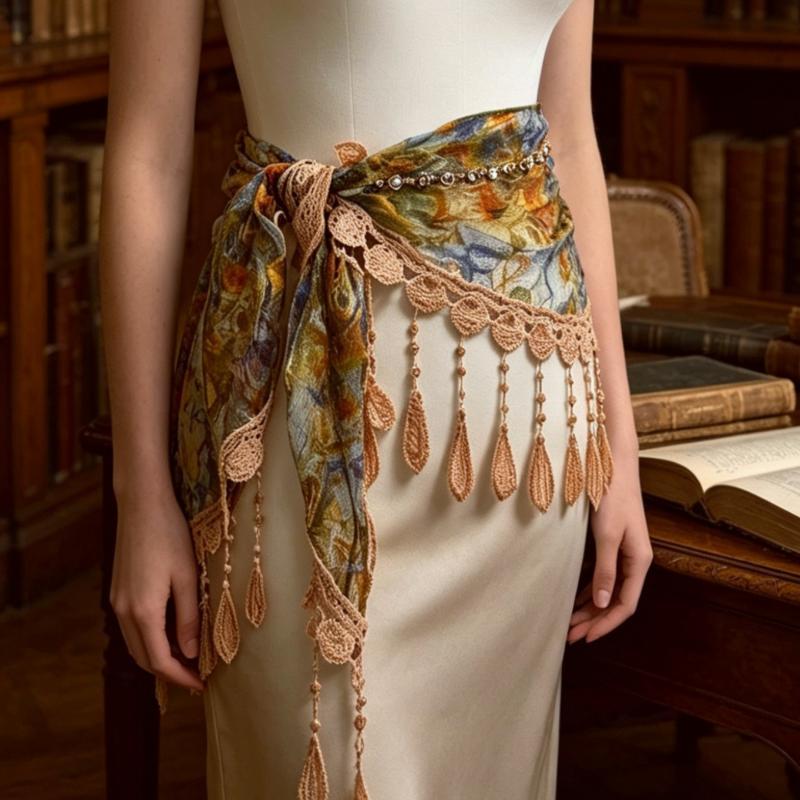 Bohemian Tassel Triangle Scarf - Tassel Fringe Trim ulasan dan harga
